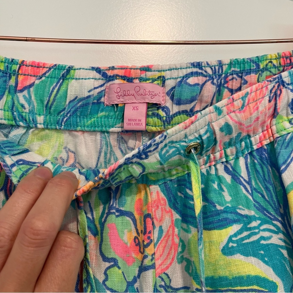Lilly Pulitzer Taron Mid-Rise Linen Pant Neon Print - Picture 4 of 5